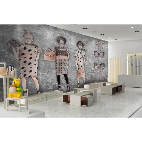 Custom photo 3d wallpaper Retro hand drawn beauty clothing store tooling home decor 3d wall murals wallpaper for living room