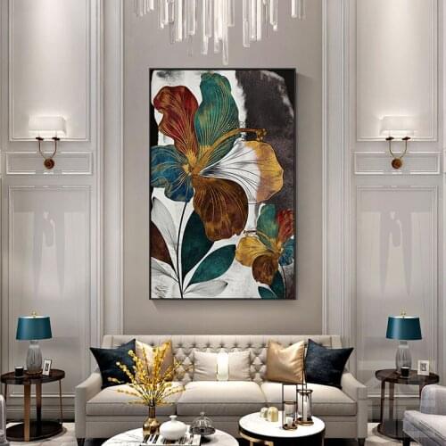 Nordic Modern Abstract Leaf Flower Wall Art Canvas Painting Plant Posters and Prints Wall Decoration Picture for Living Room