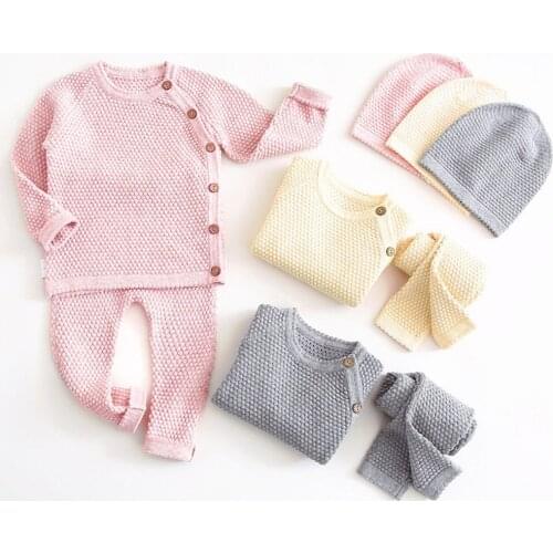 Newborn Baby Boy Girl Clothes Sets Spring Autumn Baby Girl Clothing Warm Tops + Pants Outfits Baby Knit Sweater Set Baby Pajamas