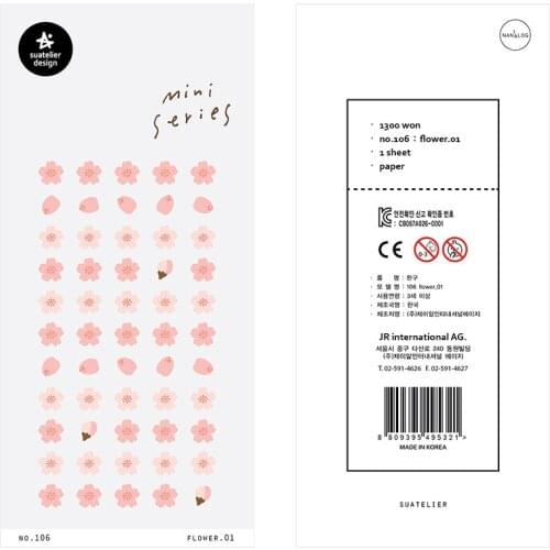 Korean Import Brand Sonia Cute Mini Pink Cherry Sakura Flowers Leaves Paper Sticker Diy Stationery Stickers Nail Sticker Kawaii