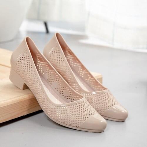 Summer Pointed-toe Womens Sandals and Slippers, Hollow Out Fashion, Thick-heeled Womens Sandals, Womens Single Shoes