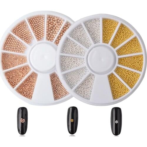 Gold Silver Rose Gold Nail Art Metal Mini Caviar Beads Pearls 3D Charm Rhinestones Decorations Accessories DIY
