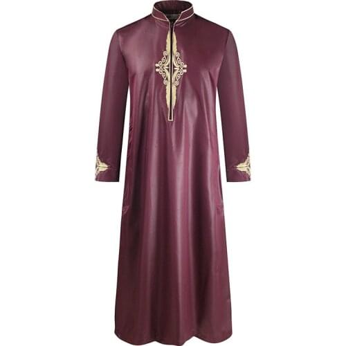 BianFeng Muslim Fashion Arab Mens Thobe Thawb Caftan Robe Button Closure Abaya Islamic Short Sleeve Loose Fit Robe
