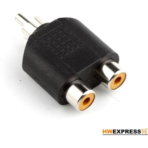 HWEXPRESS Wholesale 5 PCS AV Audio 1 RCA Male Plug to 2 Female RCA Adapter Connector 2 Pcs