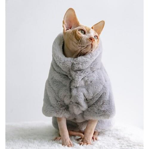 Hairless Cat Autumn Winter Clothes Sphinx Cat Clothes Thicken Plus Fleece To Keep Warm Cat Clothes Soft Fluffy Cat Accessories