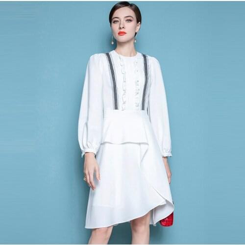 High End Celebrity Dress Early Autumn New French Retro Lantern Sleeve Dress