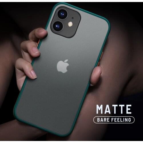 Shockproof Silicone Phone Case For iPhone 12 11 Pro Max Mini X XS XR 7 8 Plus SE 2 2020 Luxury Matte Translucent Hard Back Cover