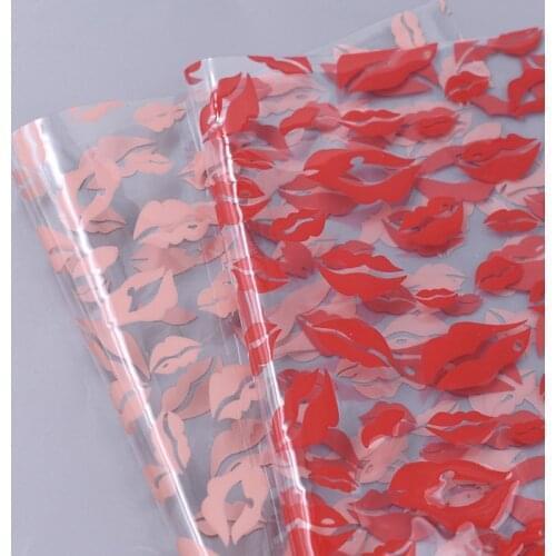 A4 Size 21x29cm Red Lips Transparent PVC Fabric Sheet For Handbags Garment Shoes Diy Sewing Materials
