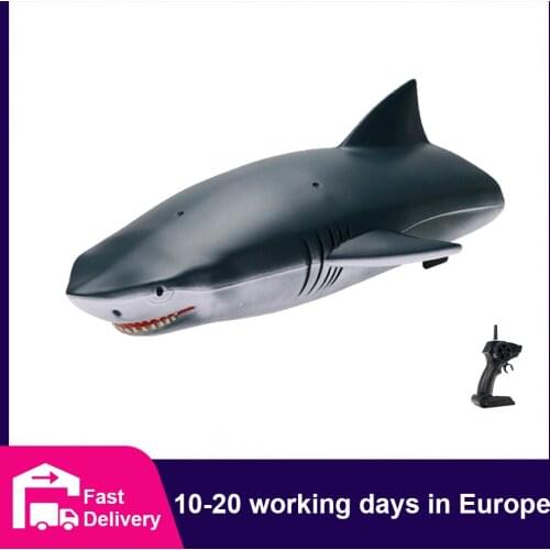 RC Boat 2.4GHz Remote Control Shark Boat Waterproof Dual Mode Summer Swimming Pools Bathroom Simulation Shark Toys for Kids