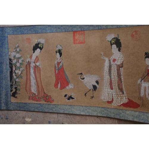 Hand-painted Chinese paintings, picture the long axis of the Tang Dynasty in China,princess, free shipping