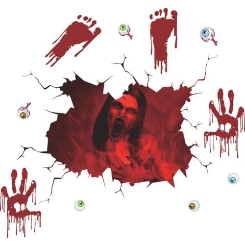 Happy Halloween Wall Floor Sticker Horror Stickers Witch Skull Sticker Car Window Home Decoration Bat & Cat Decal Decor Party