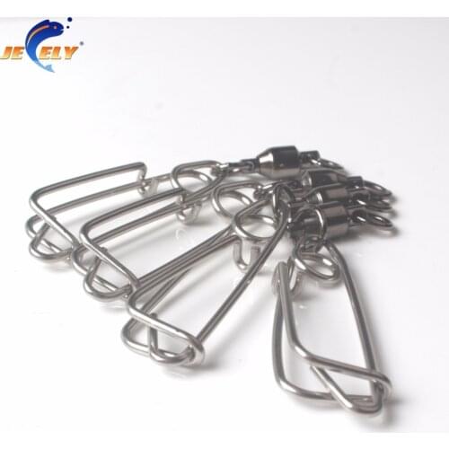 2PCS Jeely 80mm #6 stainless steel ball bearing swivel with double ring with close eye snap connector for spearfishing