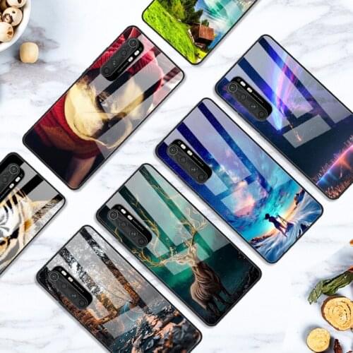 Glass Case For Xiaomi Note10 Lite Tempered Glass Case Phone Case Phone Shell With Black Silicone Bumper
