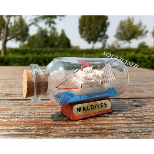 Maldives souvenir cork glass bottle wishing bottle sailing boat drifting bottle