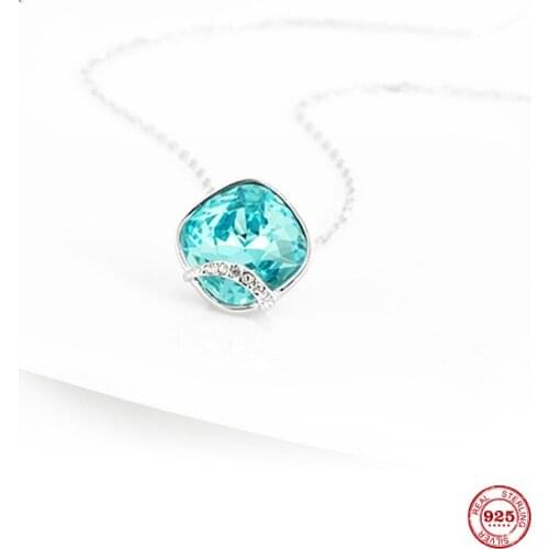 2020 New Fashion Charm Pure 925 Silver Original 1:1 Copy, Simple Fresh Blue Fashion Necklace Female Luxury Jewelry Gifts