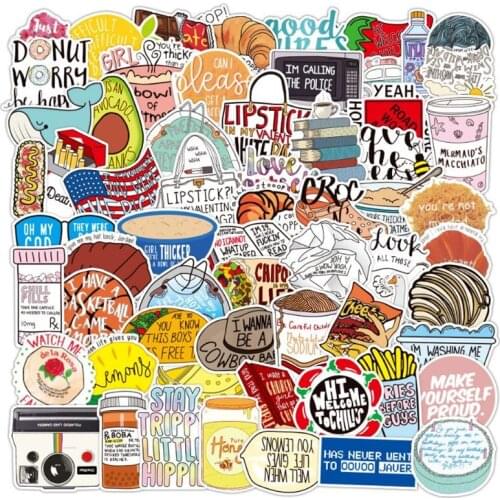 10/30/50PCS cartoon letters food vine graffiti stickers laptop skateboard guitar waterproof decoration wholesale