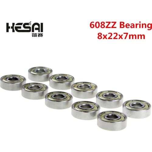 10pcs Double Shielded Miniature High-carbon Steel Single Row 608ZZ ABEC-5 Deep Groove Ball Bearing 8*22*7 8x22x7 mm