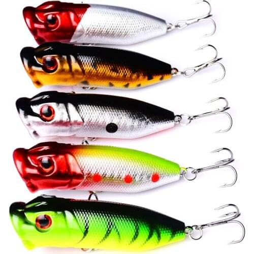 10Pcs Topwater Popper Fishing Lure Wobblers Fishing Bait 6.5cm 12g Artificial Hard Plastic Baits With 6# Hooks Fishing Tackle