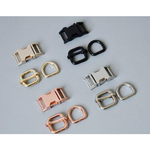 100set 15mm metal buckle+adjust buckle+D ring 3-piece plated Straps Webbing Garments Dog Collars Top Quality Zinc Alloy 4 colour