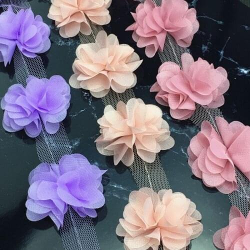 118 pieces 6cm Chiffon Flowers Artificial Flower DIY Girl Hair Accessories Dress Ornaments For Wedding & Party Gift Decor