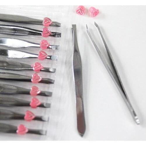 12Pcs/set Eyebrow Clip Professional Stainless Steel Flat Tip Eyebrow Tweezers Easy To Use Eyebrow Clips Makeup Tools
