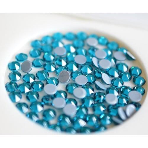 16 Cut Crystal Rhinestones hot back SS16 SS20 Blue Zircon Iron On Stones Hotfix Rhinestones