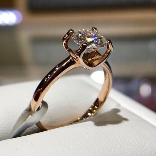 18K Rose Gold Ring for Women VVS1 DF Color Moissanite Diamond proposal Engagement Ring AU750 Special 4 claws