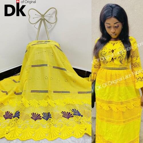 2.5 Yard Swiss Fabric 2021 Cord Lace Embroidery Cotton African Lace Sewing 100% Cotton Material Swiss Voile Lace In Switzerland