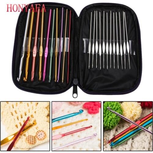 22Pcs/set Multicolour Aluminum Crochet Hook Knitting Kit Needles Handle Knit Set Weave Craft Yarn Stitches Weaving tools
