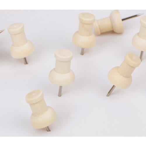 40 Pcs Wooden Thumbtack Creative Decorative Drawing Push Pins Wood Head Office HCCY