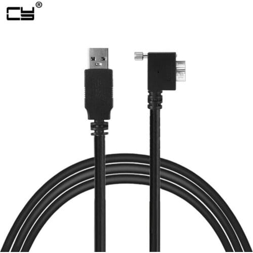 90 Degree Right & Left Angled Micro USB Screw Mount to 3.0 Data Cable for Industrial Camera 120cm 300cm 500cm 4ft 10ft 16ft