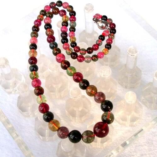 Free Shipping Natural Tourmaline Round Beads Necklace Women Jewelry Accessories Weddings Parties Birthday Gift