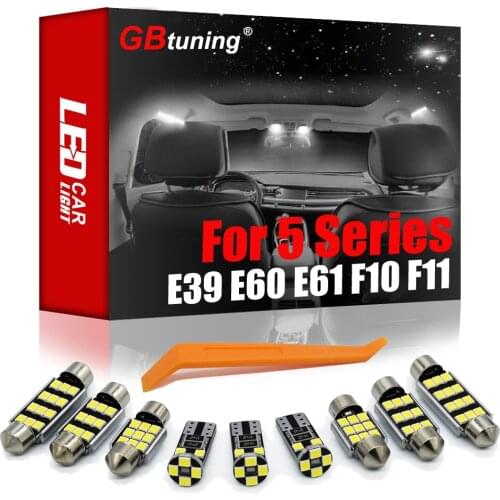 GBtuning Canbus LED Interior Light Kit For BMW 5 Series E39 E60 E61 F10 F11 1996-2017 Car Ceiling Map Dome Reading Bulb Lamp