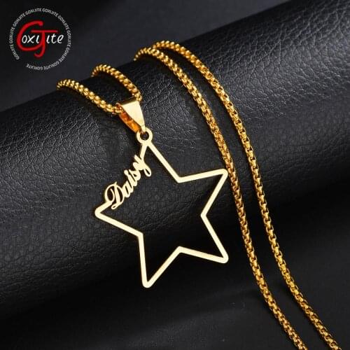 Goxijite Personalized Custom Name Chain Necklace Hollow Star Nameplate Pendant Necklaces For Women Kid Gifts Dropshipping