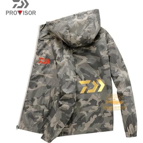 Daiwa Fishing Camouflage Jacket Outdoor Men Anti UV Breathable Quick Drying Uv Professional Fishing Clothes Hooded Fishing Shirt