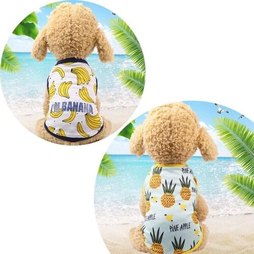 Summer Dog Clothes Mesh Vest Ventilated Tshirt Hawaii Beach Sunscreen Puppy Shirt Fruit Pet Clothing For Small Dogs Chihuahua