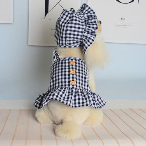 Summer Spring Pet Dog Princess Dress with Hat Lovely Female Dog Suit Clothing Two Pieces Outdoor Home Daily Dressing
