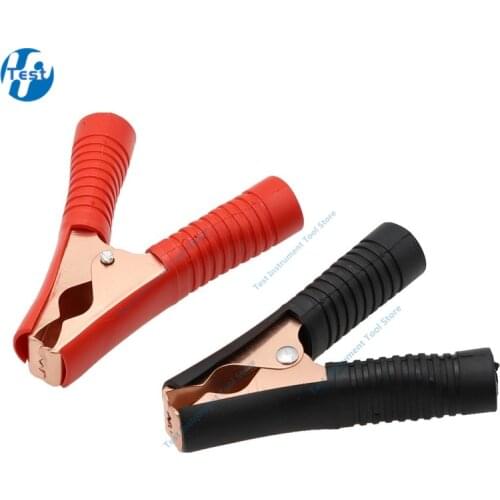 2PCS Hot 100A Car Alligator Clips Battery Clamps Crocodile Clip Red Black Positive Negative 90mm length Red Black