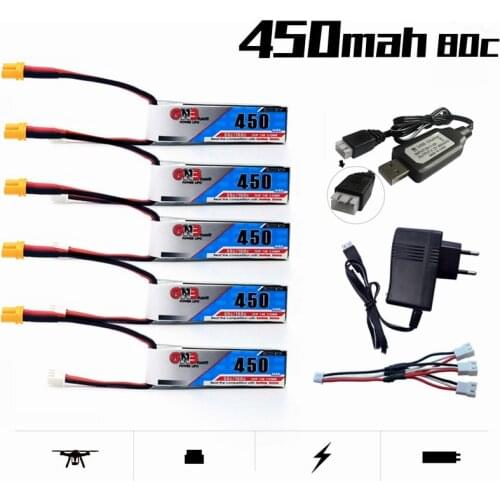 Gaoneng GNB 2S 7.4V 2S 7.4V 450mAh 80C Lipo Battery XT30 Plug for RC CineBee Cine Whoop BetaFPV Quadcopter Toothpick Drone JST