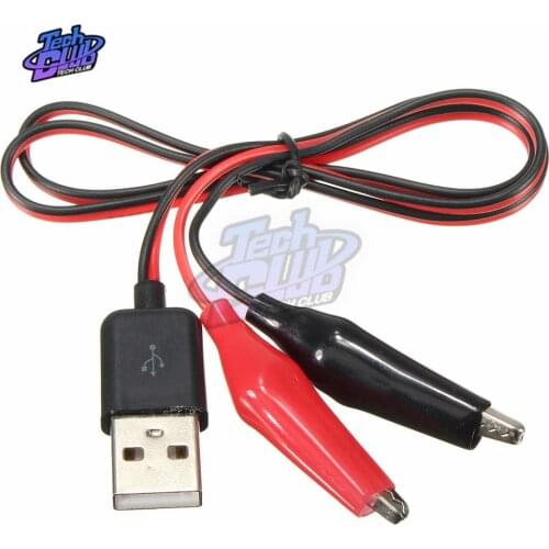 58CM Metal Alligator Test Clips Clamp to USB Male Adapter Cable Connector Power Supply Adapter Wire