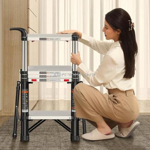Multifunctional Aluminum Alloy Household Ladder Indoor Herringbone Folding Telescopic Thickened Lifting Portable Contract