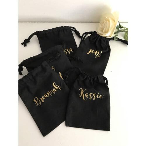 Custom names Bridesmaid wedding Party Survival Hangover Kit jewelry muslin gift Bags Bachelorette hen bridal shower favors