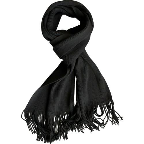 Mens Scarf Dark Gray Men Knitted Men Solid Fringes Solid Scarf Top Plain Style Chic Trendy Scarves Casual Classy