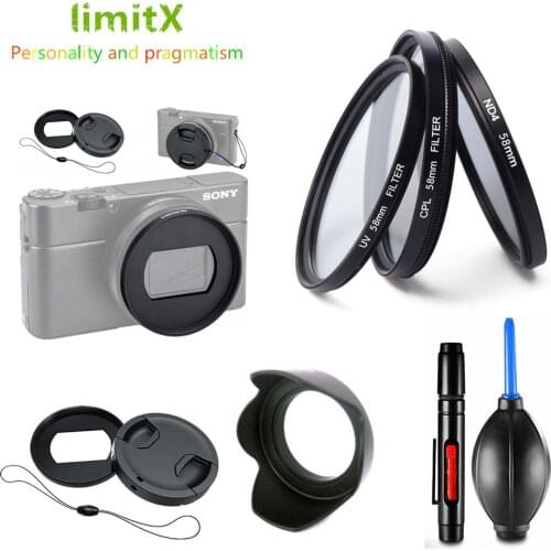 Filter set UV CPL ND & Adapter Ring & Lens Hood Cap Cleaning Pen Rubber Air Blower for Sony RX100 Mark VII VI VA V IV Camera