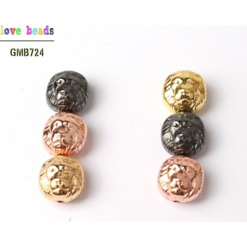 Natural 10pcs Tibetan Rose Gold Color Hematite Lion Head Spacer Loose Beads Charms for Jewelry Making Diy Bracelet 10x10x7mm