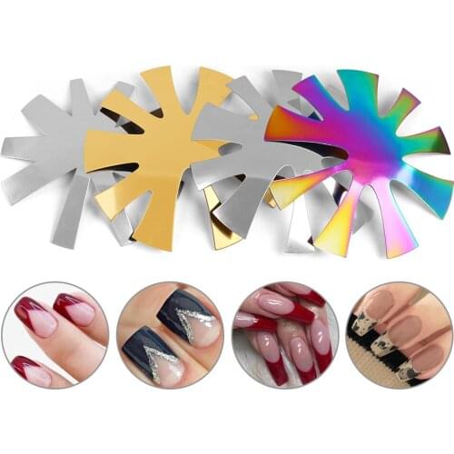 Nail Plate Easy French Smile Line Nail Art Manicure Edge Trimmer Nail Cutter Acrylic Tool with 4 Sizes