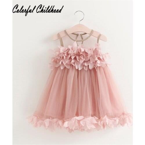 Adorable baby dress Summer girl petal Sleeveless tutu Dress kids Beach dress Newborn Princess summer clothing for girls 1-5Yrs