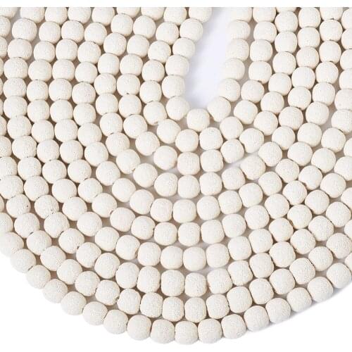 Pandahall 10 Strands/lot 12mm Dyed White Natural Lava Stone Volcanic-stone Round Beads for DIY Jewelry Bracelet Necklace Making