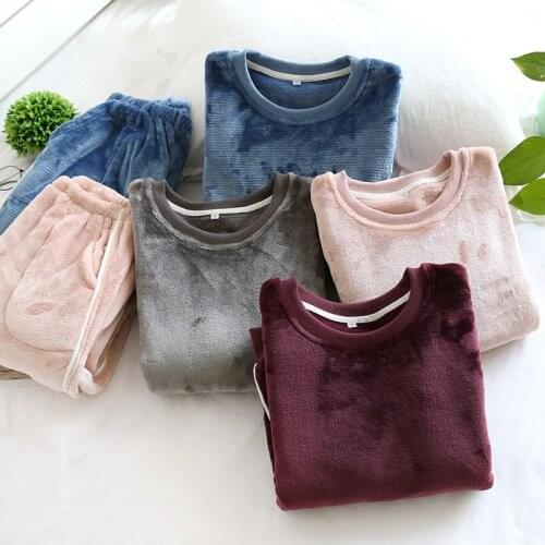 Fdfklak Couple Pajama Sets Flannel Autumn Winter New Pajamas For Woman Long Sleeve Full Trousers Warm Thick Homewear Suit
