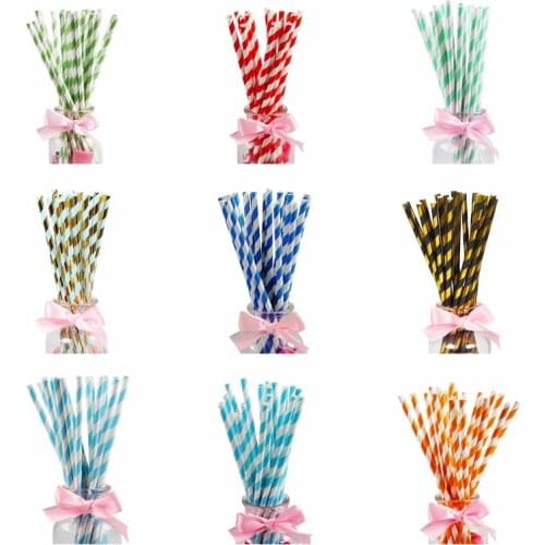 25pcs/pack Colorful Environmental Chevron Striped Paper Drinking Straws For Wedding Birthday Party Supplies Baby Kids Dec 19.5cm